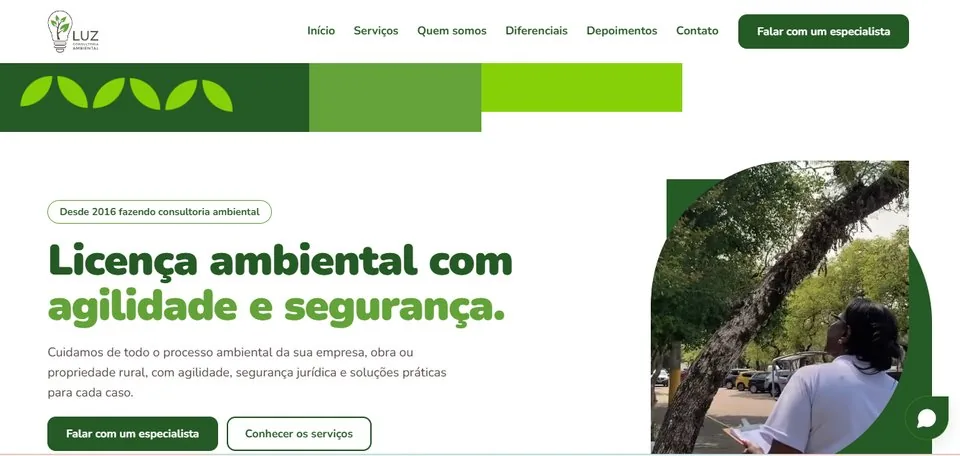 Print do site Luz Consultoria